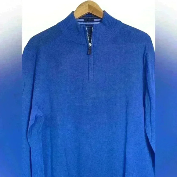 Set of 2 TailorByrd 1/4 Zip Washable Wool Blue Men’s Sweaters Size XL Royal/Navy - Picture 3 of 16